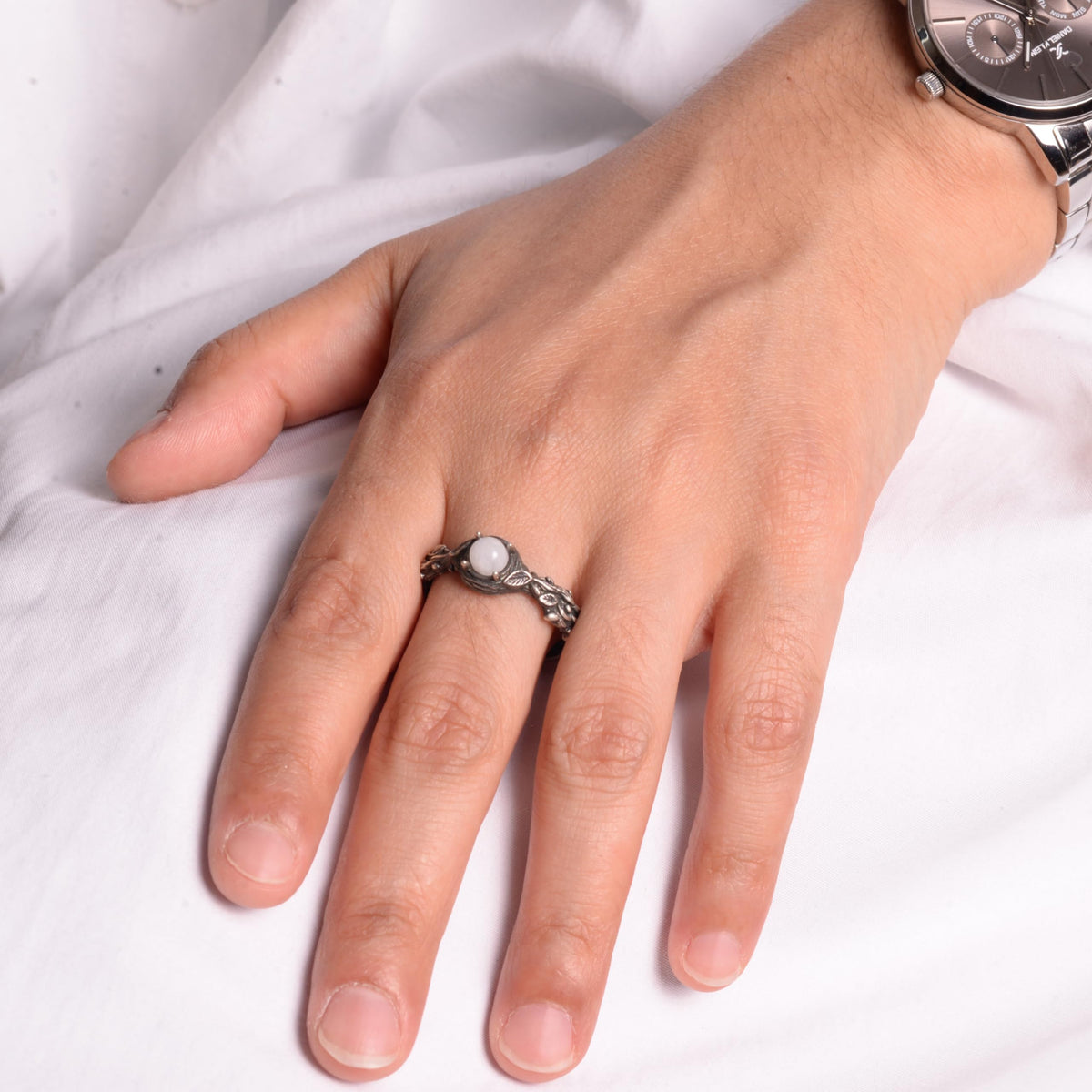 Natural Stone Ring, 925 Sterling Silver Ring (Model-3) — 5