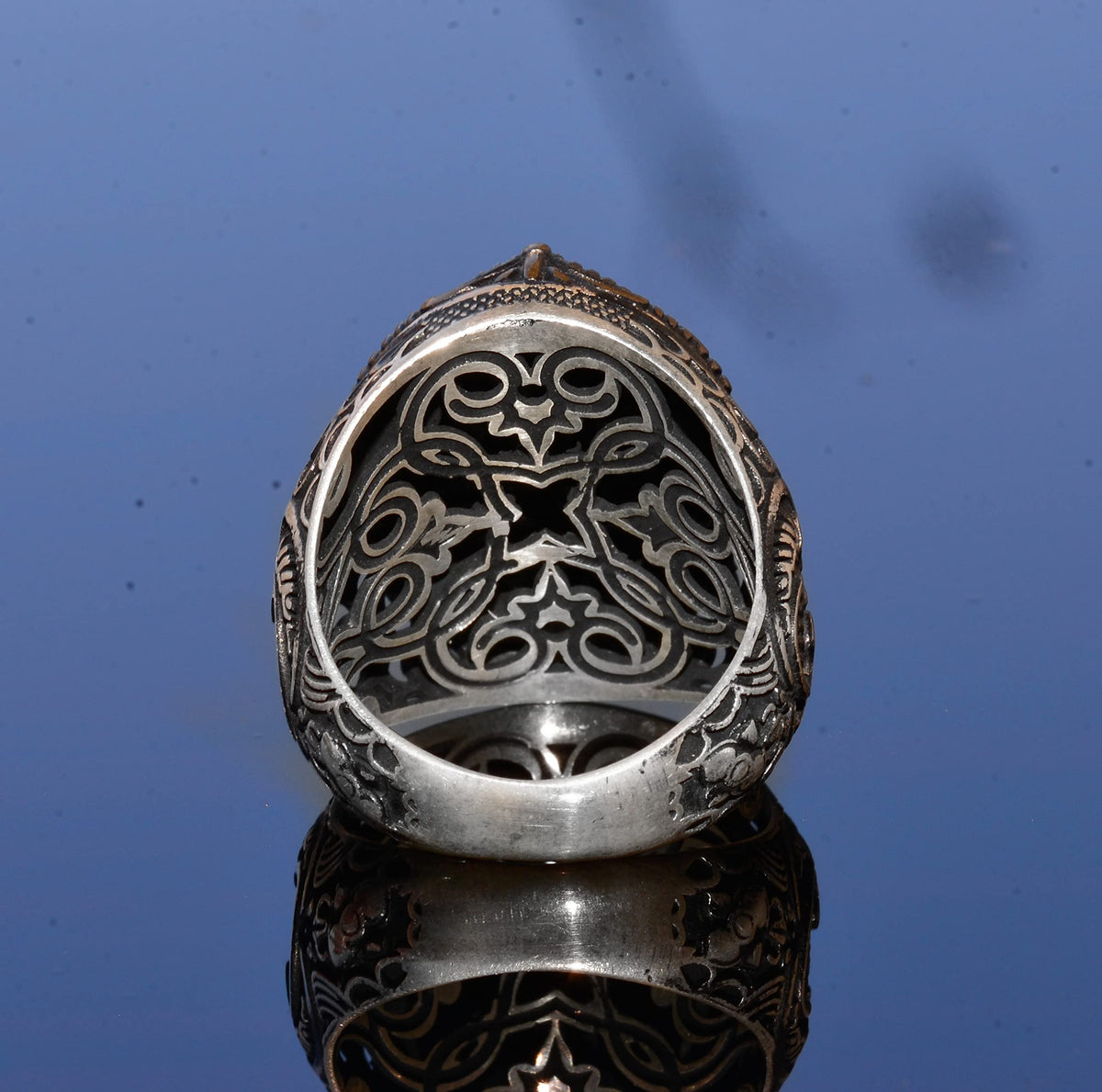 Handmade Solomon's Seal Ring, Black Onyx Stone, Islamic Men's Ring, 925 Sterling Silver Ring (Onyx) — 8