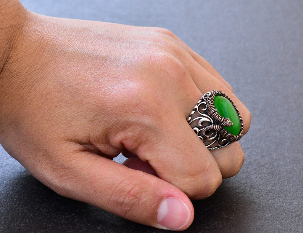 Elegant Snake Figure 925 Sterling Silver Men's Ring Collection — 7