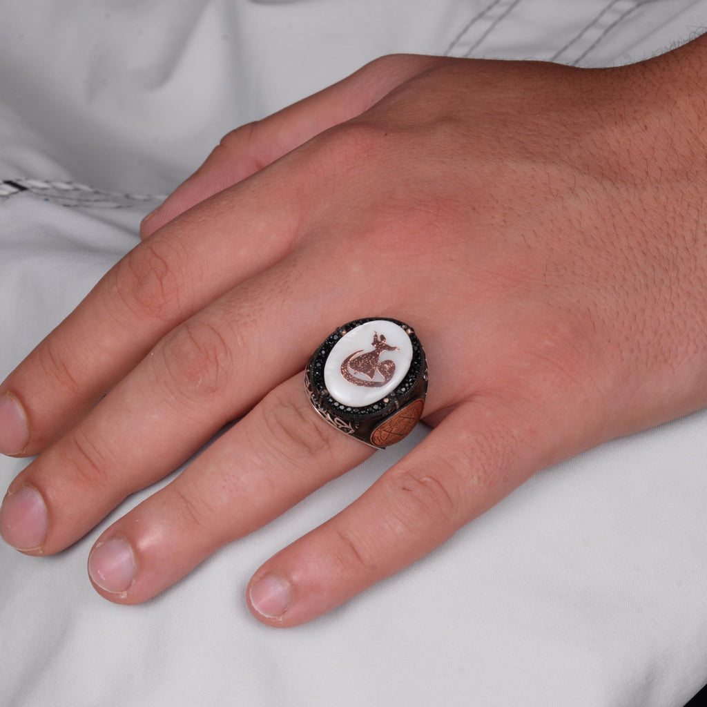 Patterned Handmade Ring - 925 Sterling Silver Men's Ring — 3