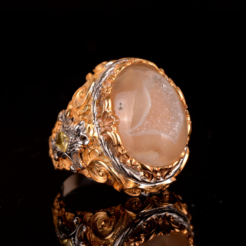 Silver Natural Crystal Druzy Quartz Ring — 5