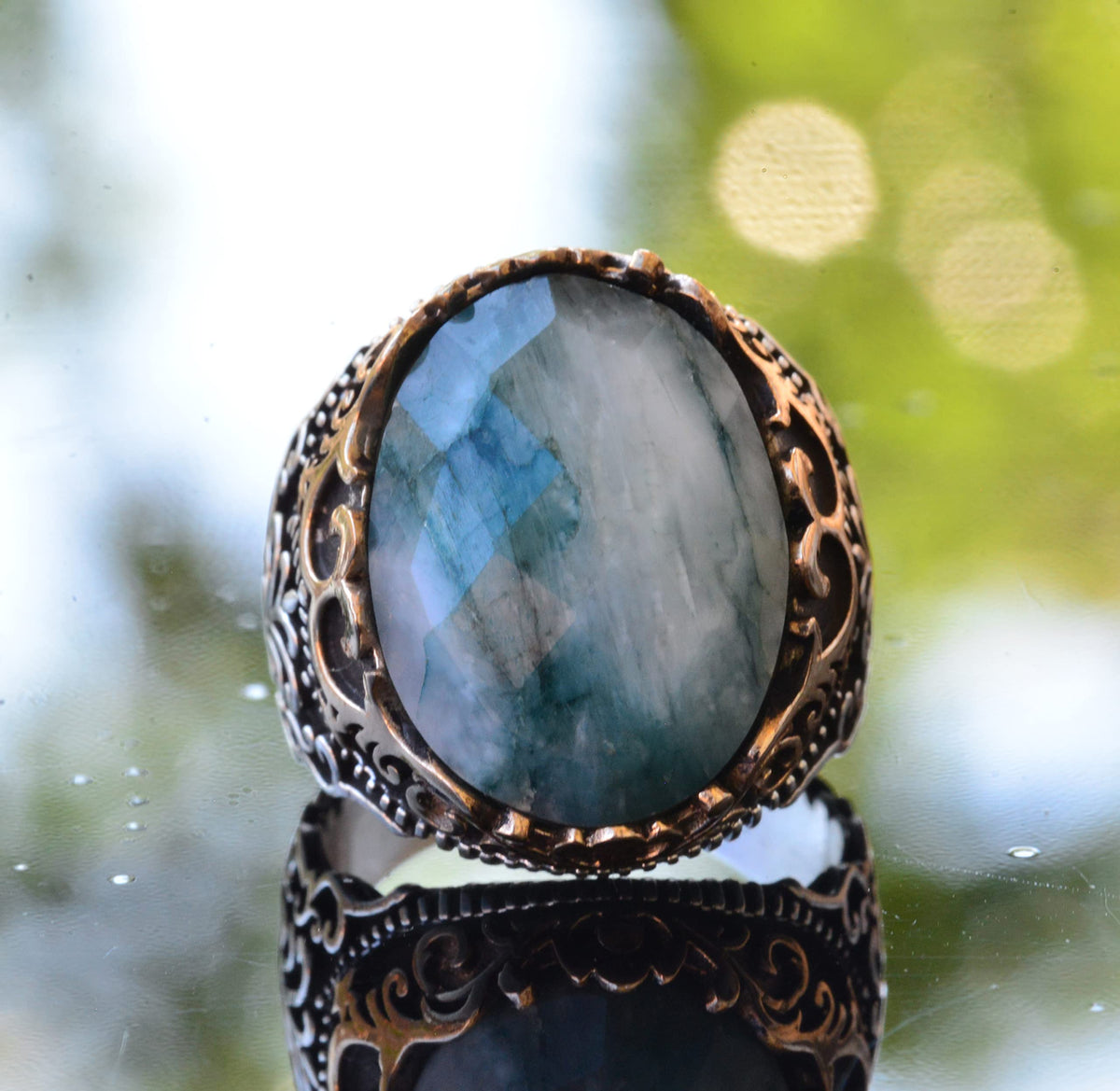 Natural Emerald Gemstone Ring - 925 Sterling Silver Handmade Ring — 5