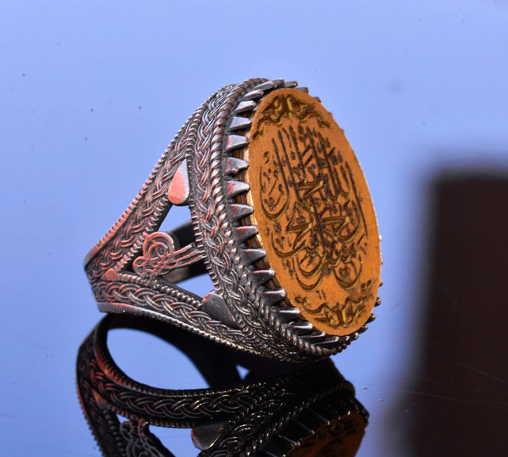 92.5 Carat Silver Ottoman Seal Ring - Islamic Men's Ring — 4