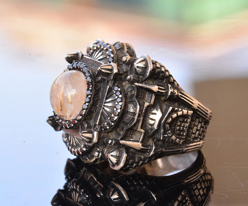 Natural Rutile Gold Quartz Stone Ring — 4