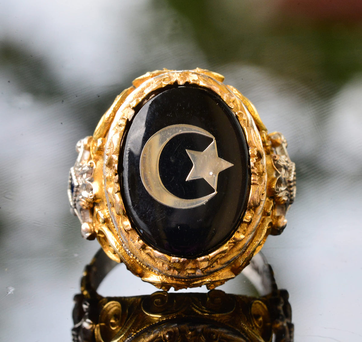 Gold Plated Silver Ring (Star and Crescent) — 5