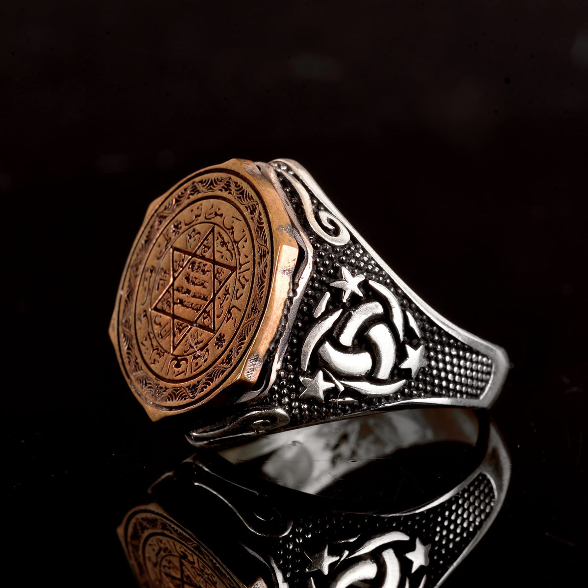 Islamic Solomon Talisman Ring, Silver Talisman Ring, 925 Sterling Silver Men's Ring, Big Ring — 4