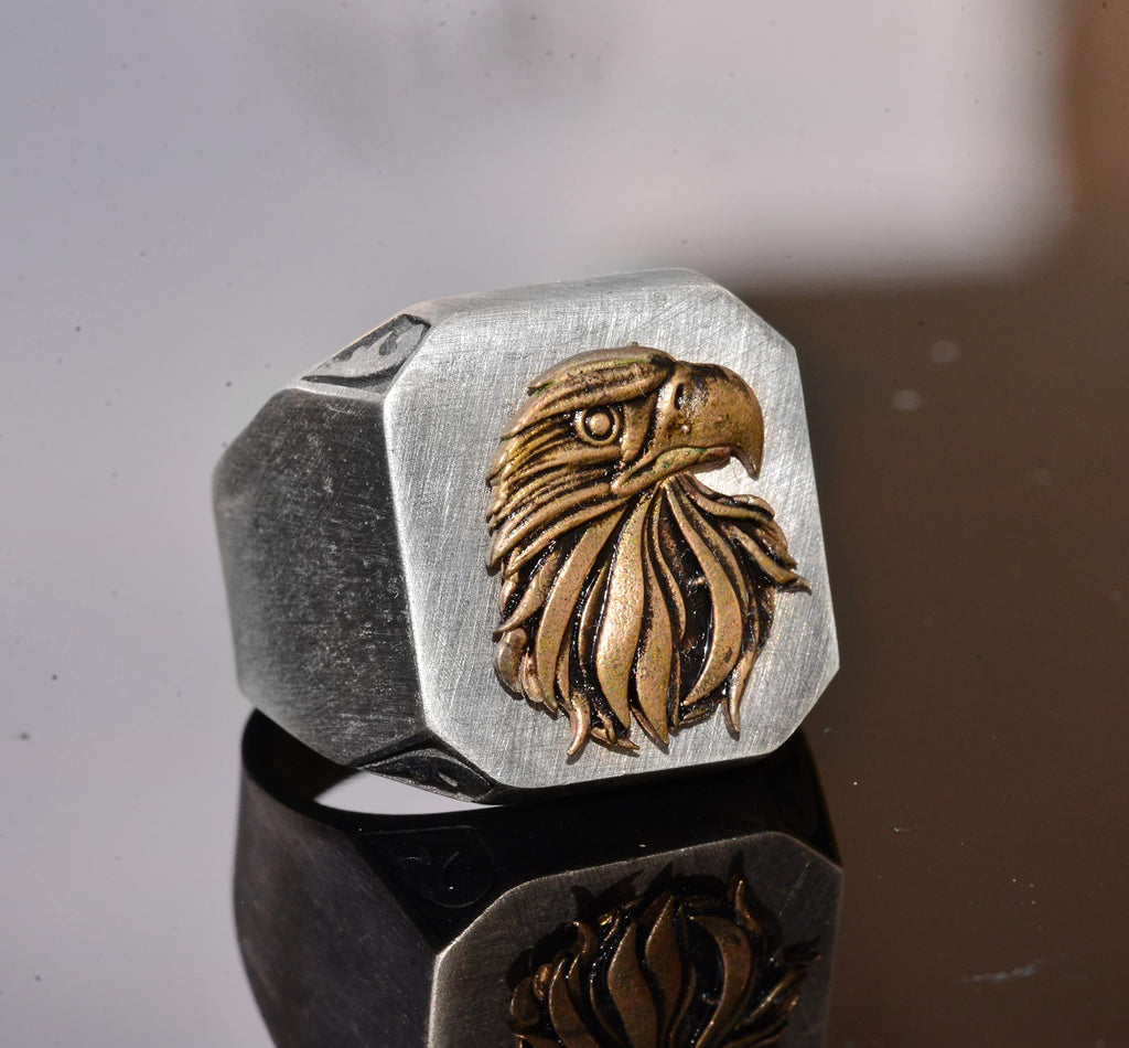 925 Sterling Silver Men's Ring - Ring - Handmade Ring (Eagle) — 3