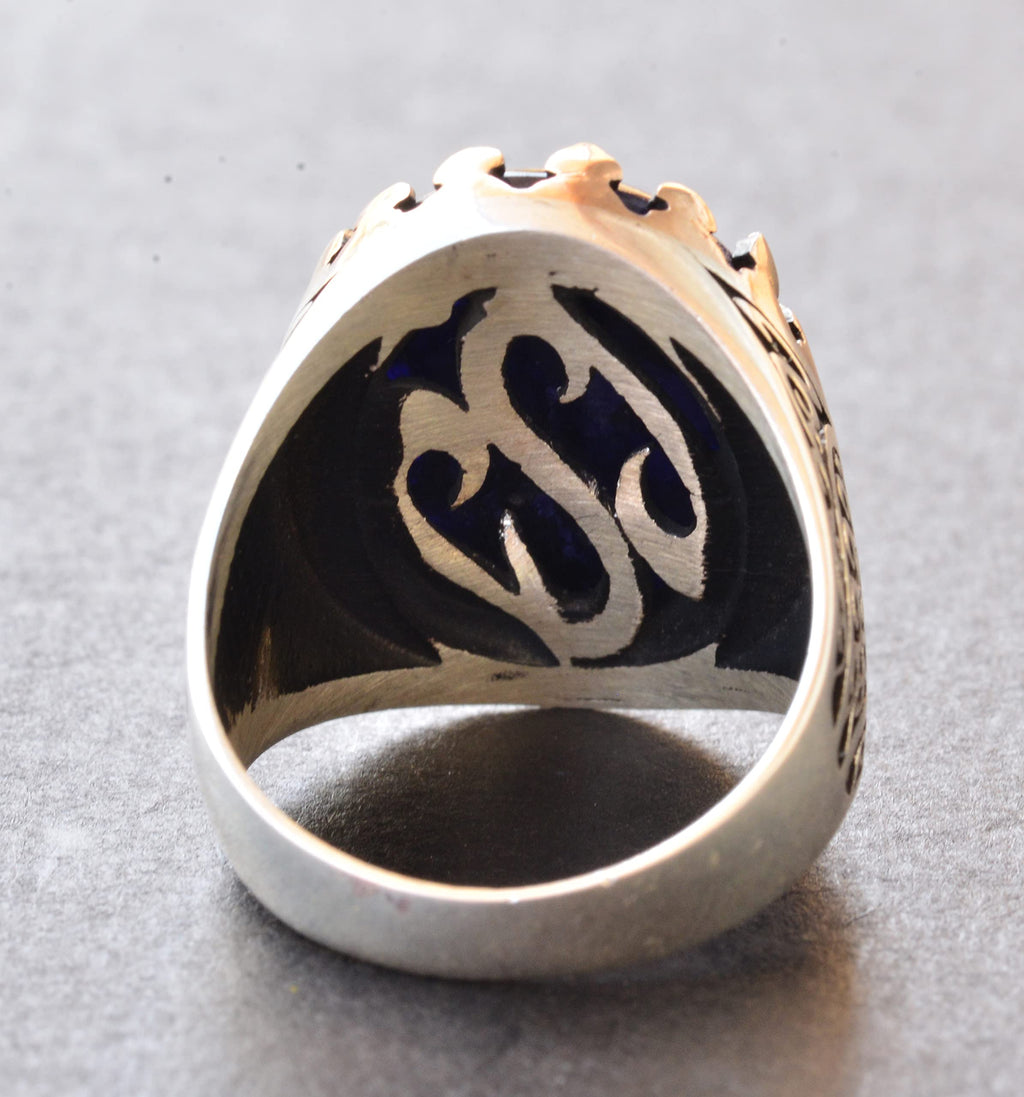 925 Sterling Silver Ring with Natural Cabochon Sapphire Stone — 5