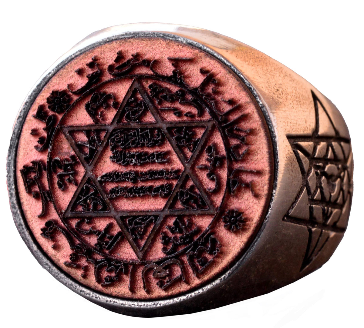 KAMBO Handcrafted 925 Sterling Silver Men's Ring with Solomon Seal and Star of David Signet Design, Minimalist Vintage S