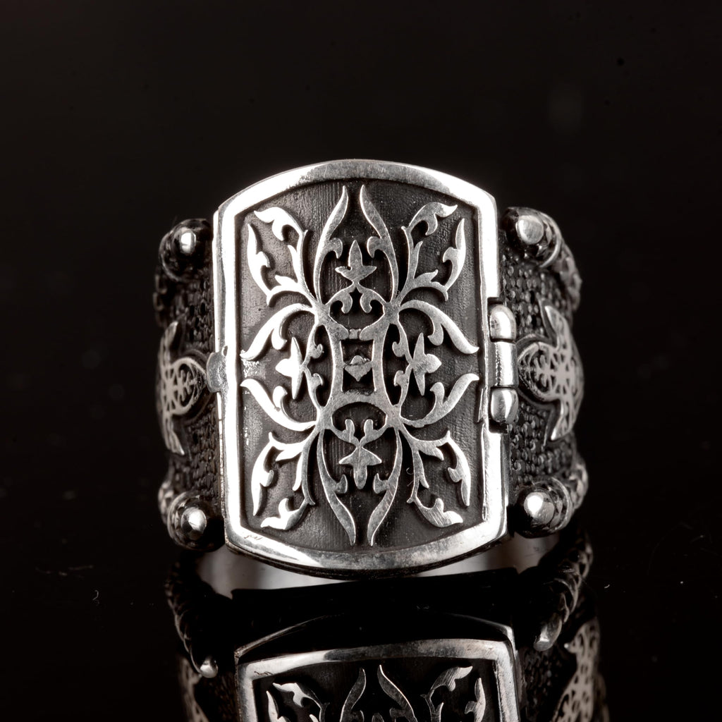 925 Sterling Silver Men's Ring - with Secret Cover - Secret Box Ring — 5