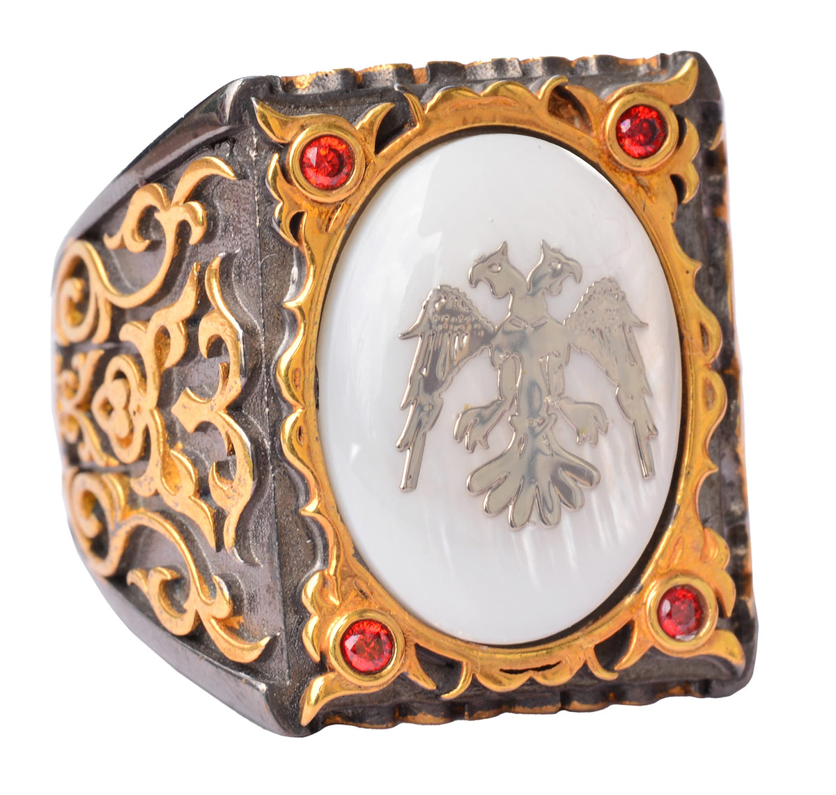 Silver Sultan Ring - Double-Headed Eagle Design