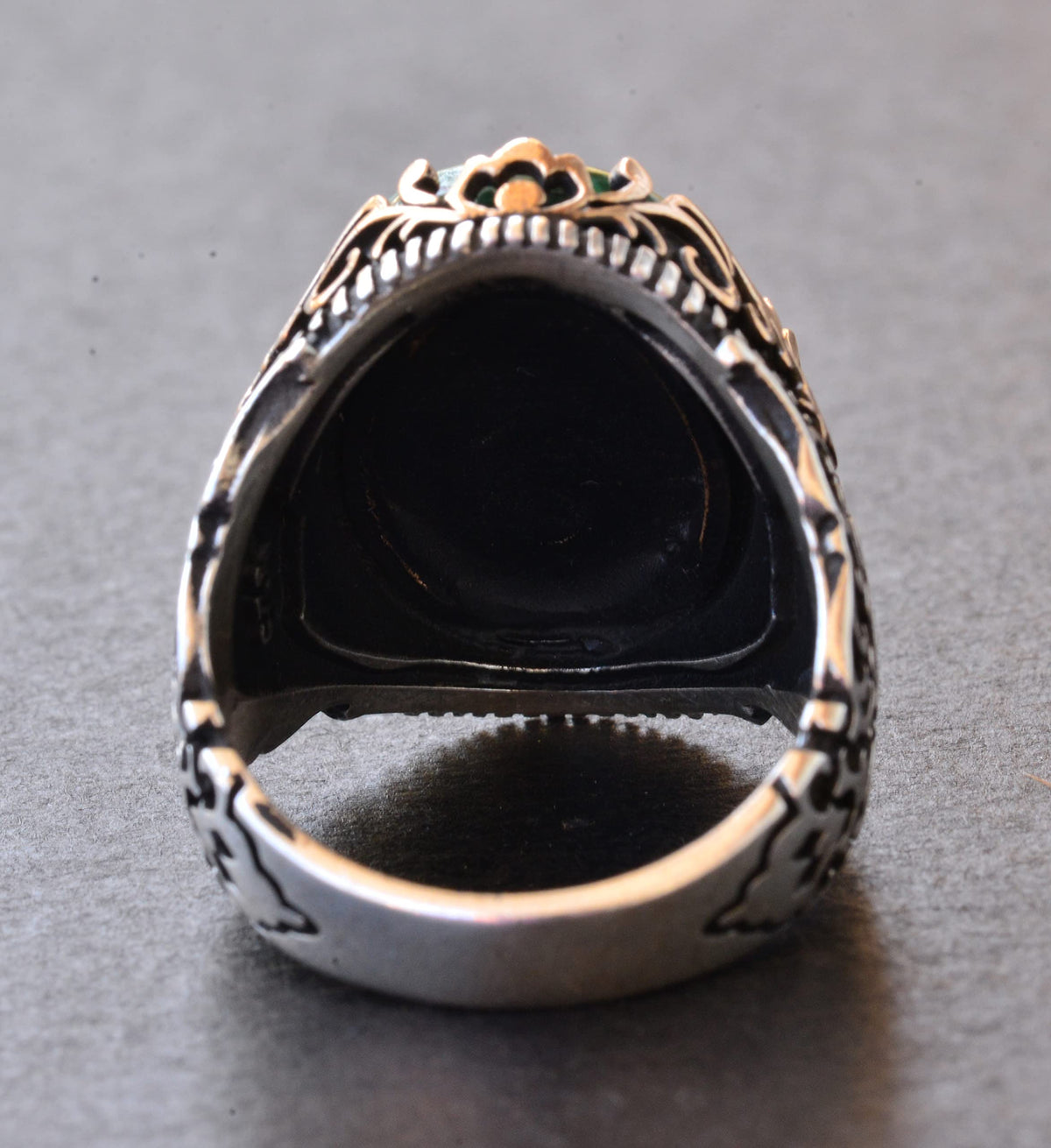 Silver Twin-Headed Eagle Ring - Pearl Detail Design — 5