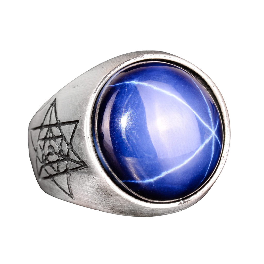 Natural Star Sapphire Stone Ring, 925 Sterling Silver Men's Ring