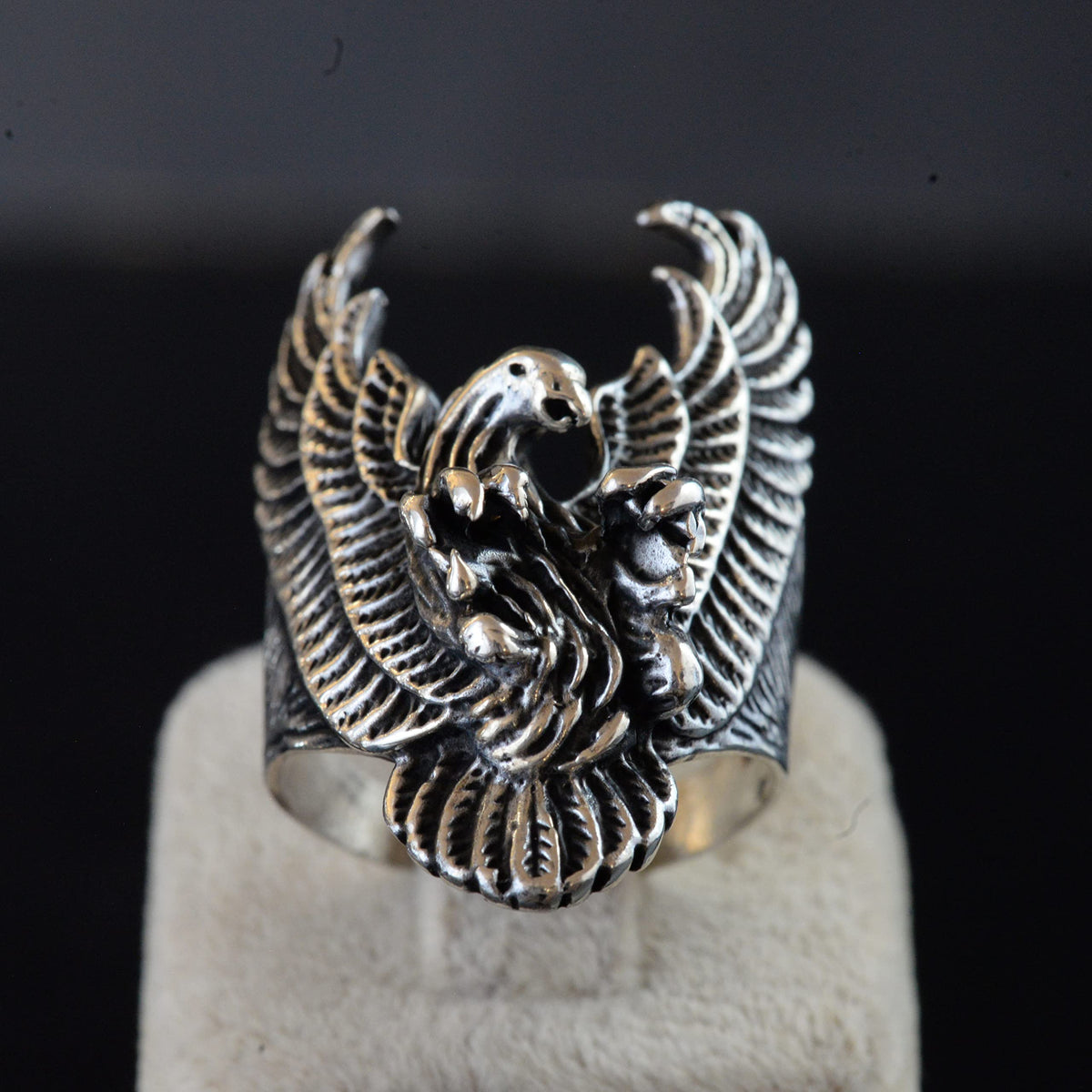 Large and Heavy Ring, Phoenix Ring, Skull Ring, Biker Ring, 925 Sterling Silver Men's Ring — 4