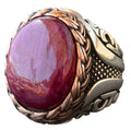 Natural Cabochon Ruby Stone Silver Men's Ring