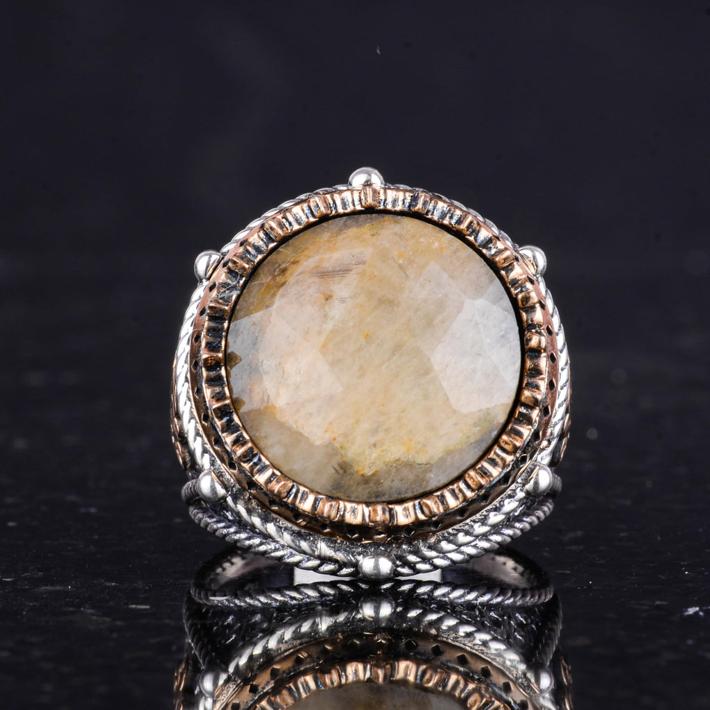 Natural Stone Handmade Ring - 925 Sterling Silver (Yellow Sapphire) — 4