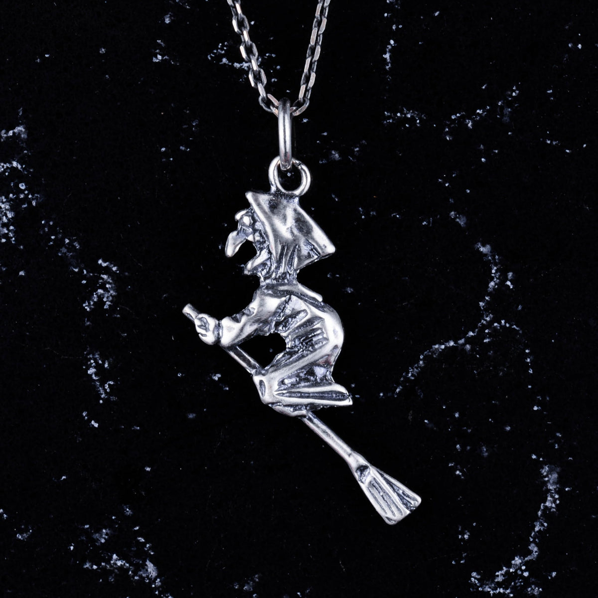 KAMBO 925 Sterling Silver Witch Broom Necklace - Handmade Halloween Jewelry — 4