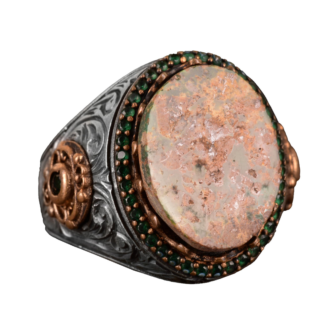 Handcrafted Natural Arizona Turquoise Stone Ring, 925 Sterling Silver, Sultan Ring (Model-2)