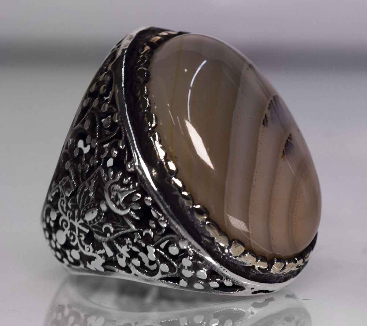 925 Sterling Silver Ring - Yemeni Agate Natural Stone — 2