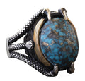 Natural Arizona Turquoise Stone Claw Ring - Silver Men's Ring