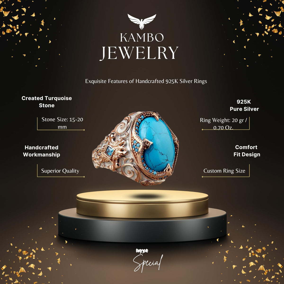 Synthetic Turquoise Stone Ring — 2