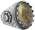 Handmade Silver Men's Ring, Natural Unakite Stone