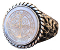 KAMBO 925 Sterling Silver Ring - Seal Men's Ring - Symbol Ring (Saint Benedict)