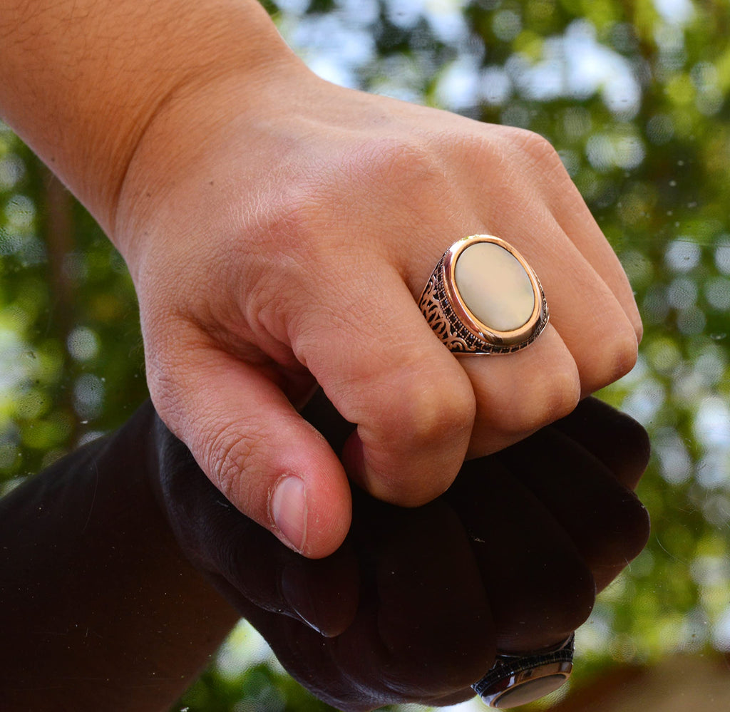 Natural Pearl Precious Stone Ring — 7