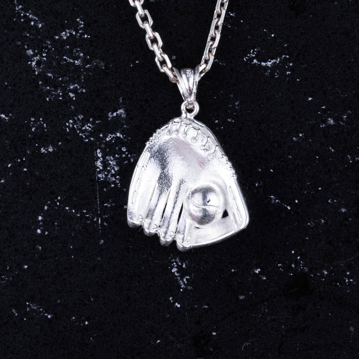 925 Sterling Silver Baseball Glove Necklace - Handmade Sports Necklace - Minimalist Jewelry for Baseball Fans - Gift for Athletes — 5