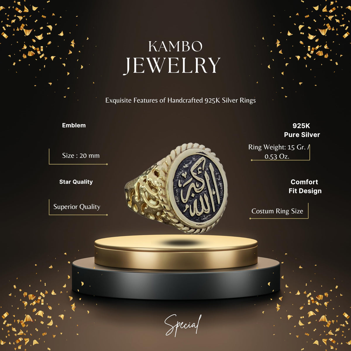 KAMBO Silver Men's Ring, Islamic Ring, Muslim Ring — 2