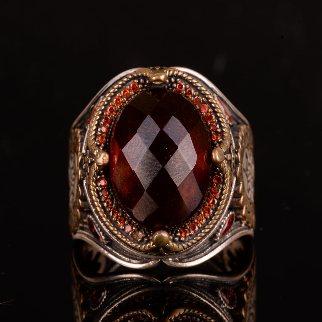 Natural Garnet Stone Ring, 925 Sterling Silver — 2