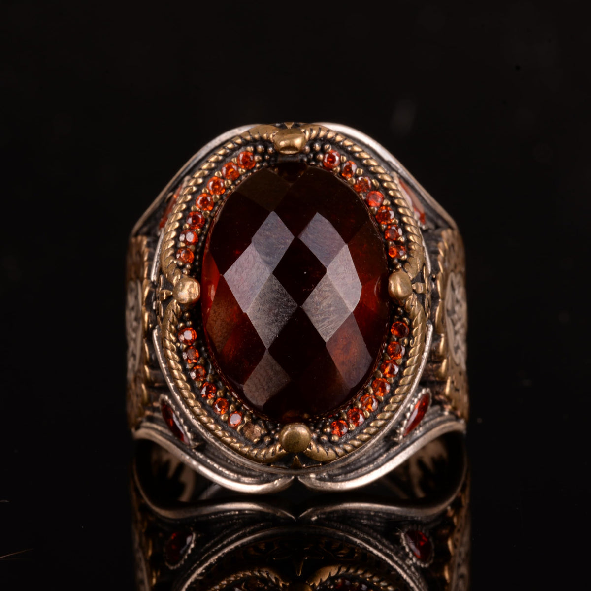 Natural Garnet Stone Ring, 925 Sterling Silver — 2