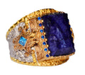925 Sterling Silver Men's Ring, King Ring, Natural Sapphire Rectangular Gemstone