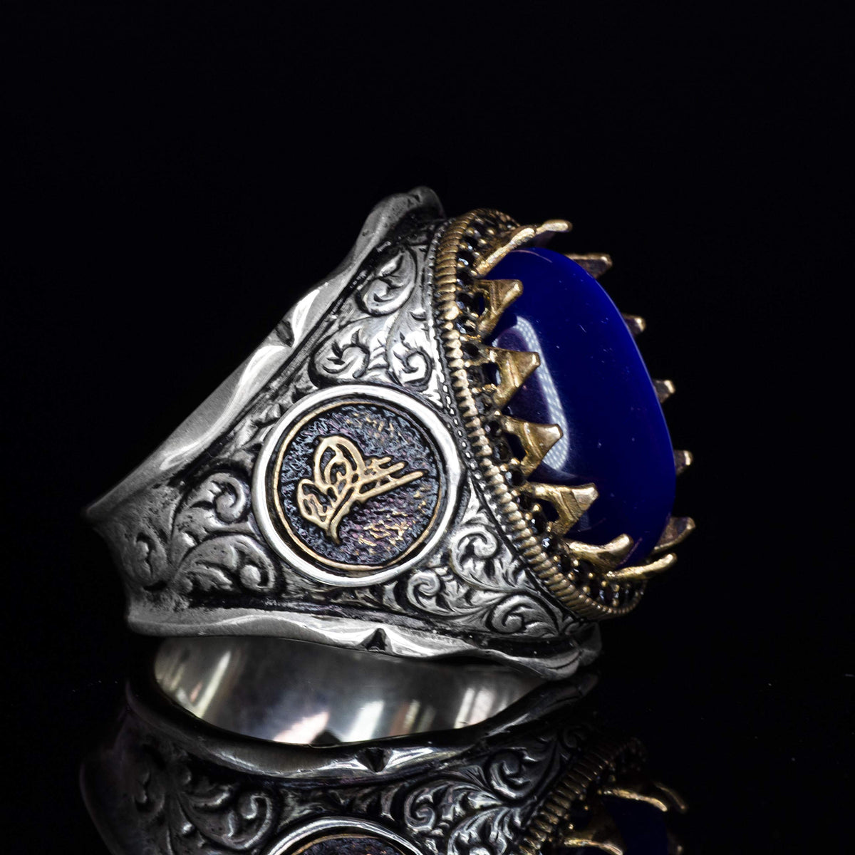 925 Sterling Silver Ring - Blue Star Cat's Eye Stone — 4