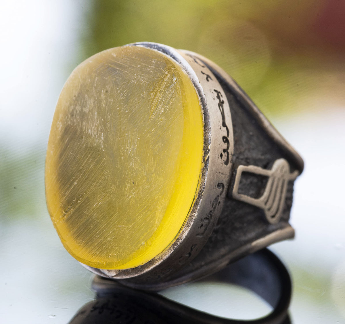 Natural Baltic Amber Stone 925 Sterling Silver Men's Ring — 3