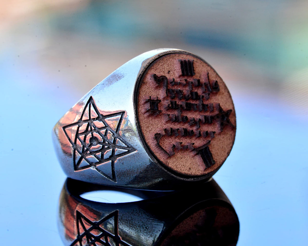 Handcrafted 925 Sterling Silver Men's Ring with Jewish, Masonic, and Alchemy Symbols, Spiritual Design, Unique Sterling 