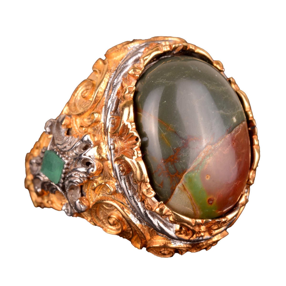 925 Sterling Silver Men's Ring with Natural Jade Stone - Bold and Stylish Design