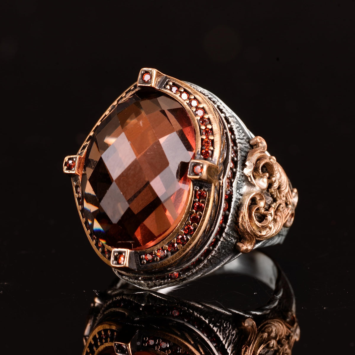 Synthetic Sultanit Stone Men's Ring, Silver Ring, Special Silver Ring, Handmade Jewelry, Men's Jewelry — 5