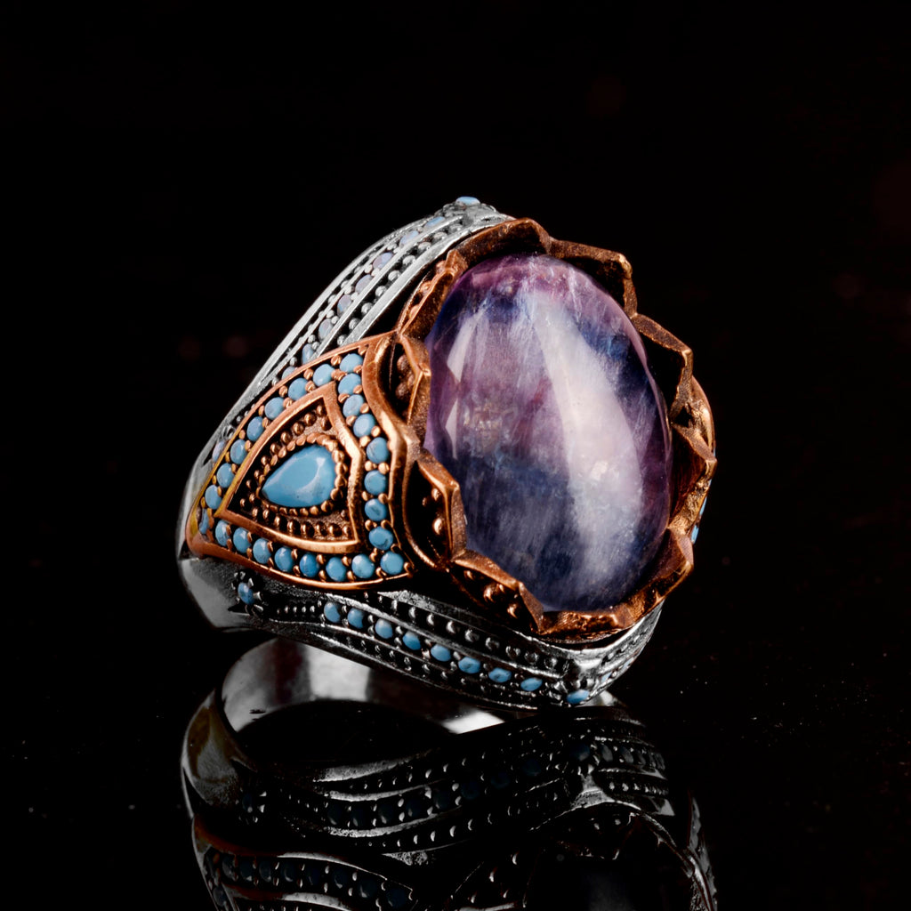 Natural Stone Ring - Handmade 925 Sterling Silver Ring (Azurite) — 4