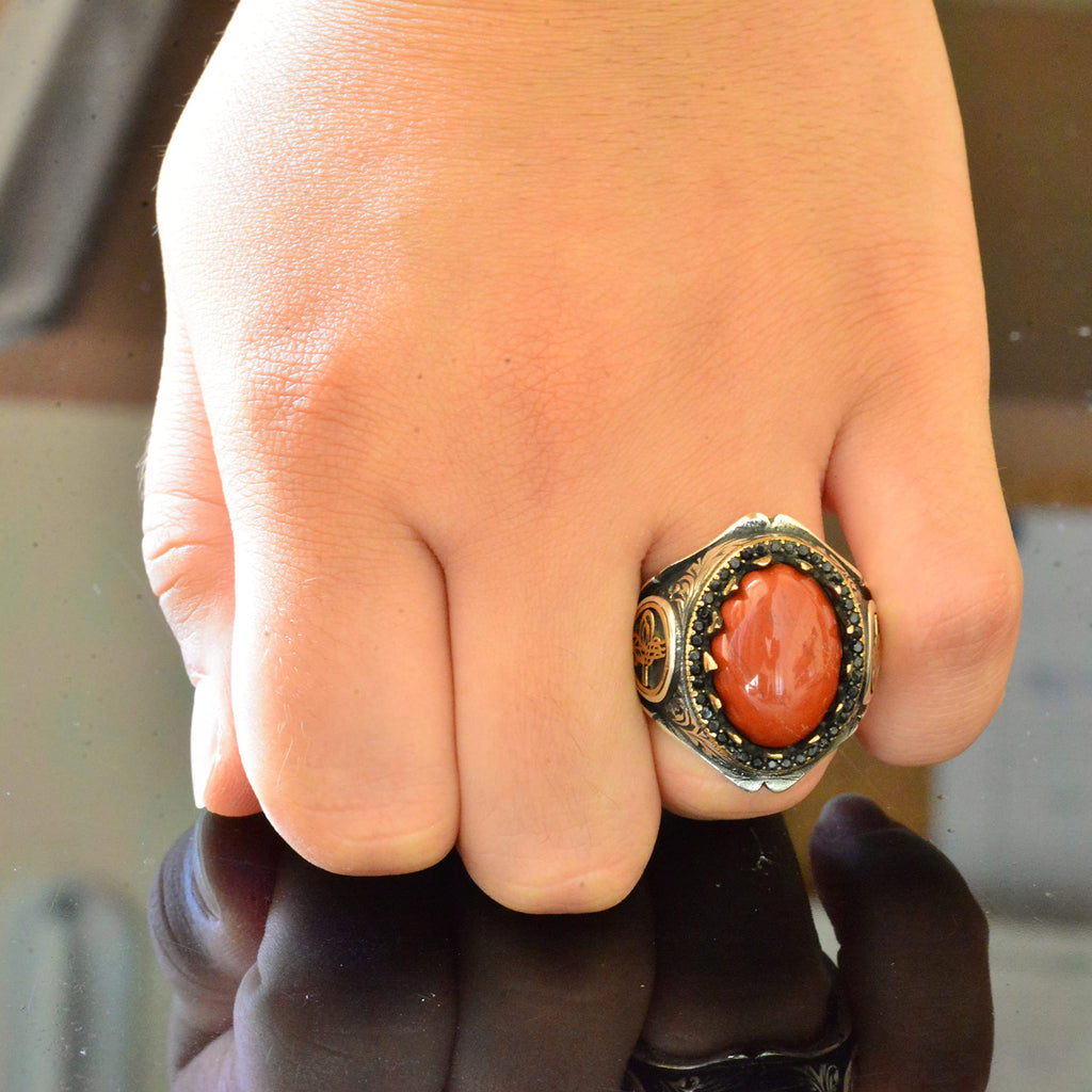 925 Sterling Silver Natural Bloodstone Ring — 5