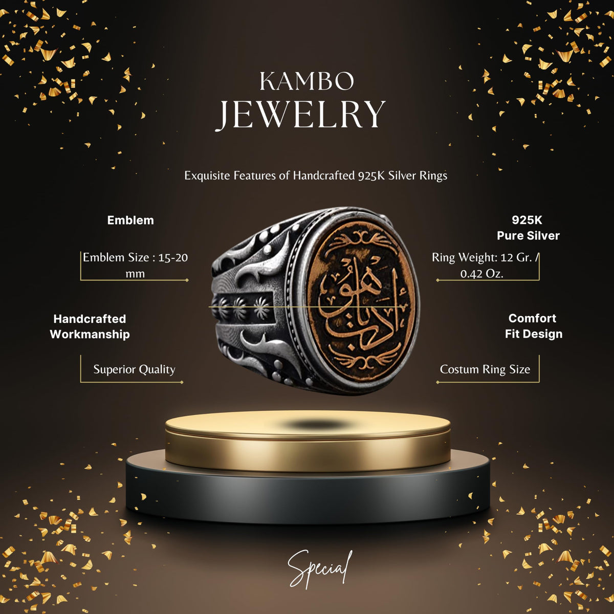 Handcrafted Islamic Calligraphy Ring | 925 Sterling Silver Men's Ring | Spiritual and Stylish Design — 2