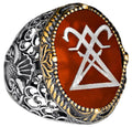 KAMBO Men's Silver Gothic Ring - Lucifer Seal Design