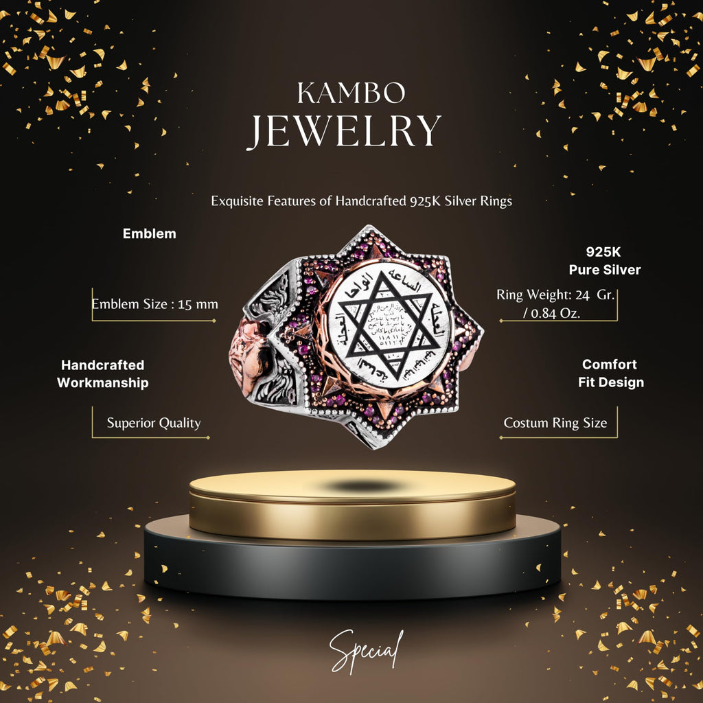 Mosque Ring, Star of David Islamic Gift, 925 Sterling Silver Men's Ring — 2