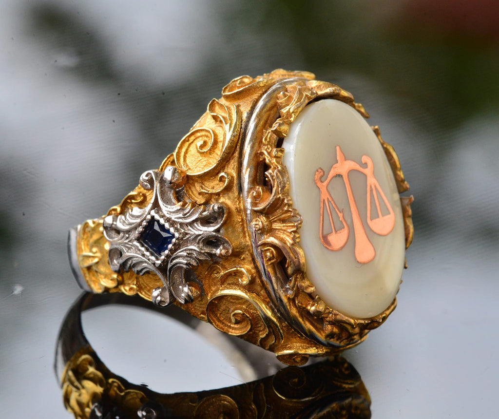 Men's Silver Ring - Pearl Stone - Ring (Libra) — 4