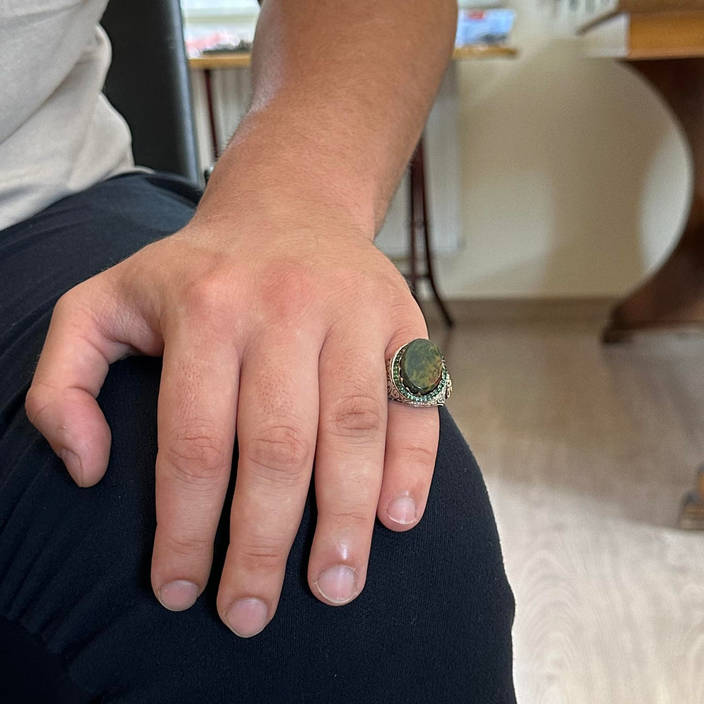 Natural Bloodstone Ring - 925 Sterling Silver Handcrafted Ring — 3