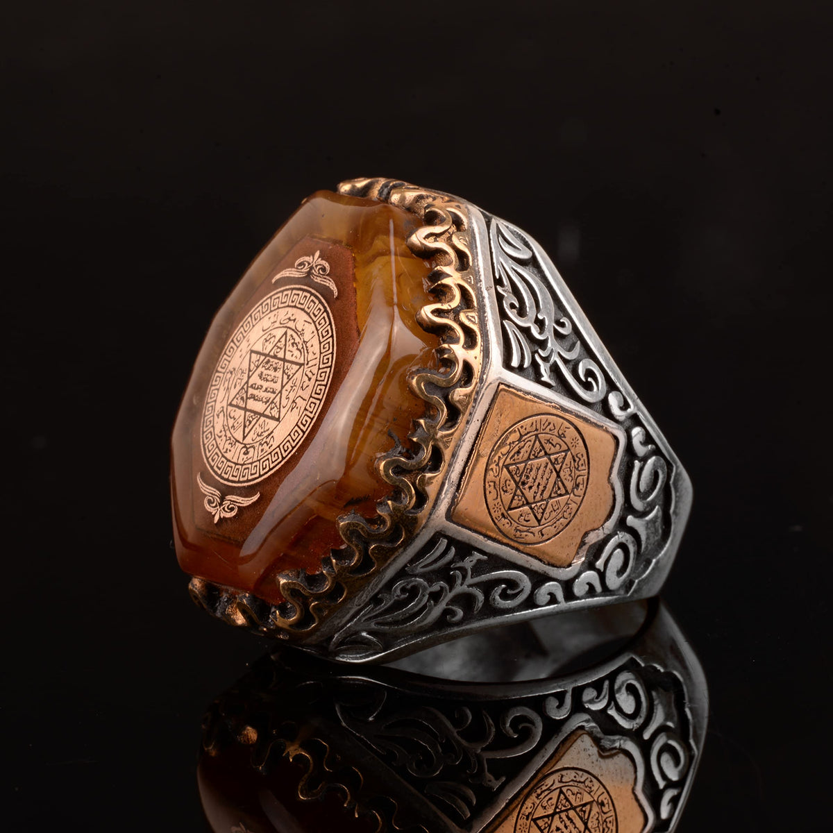 Solomon's Seal Ring, Talisman Ring, Handmade Ring, 925 Sterling Silver Men's Ring — 6