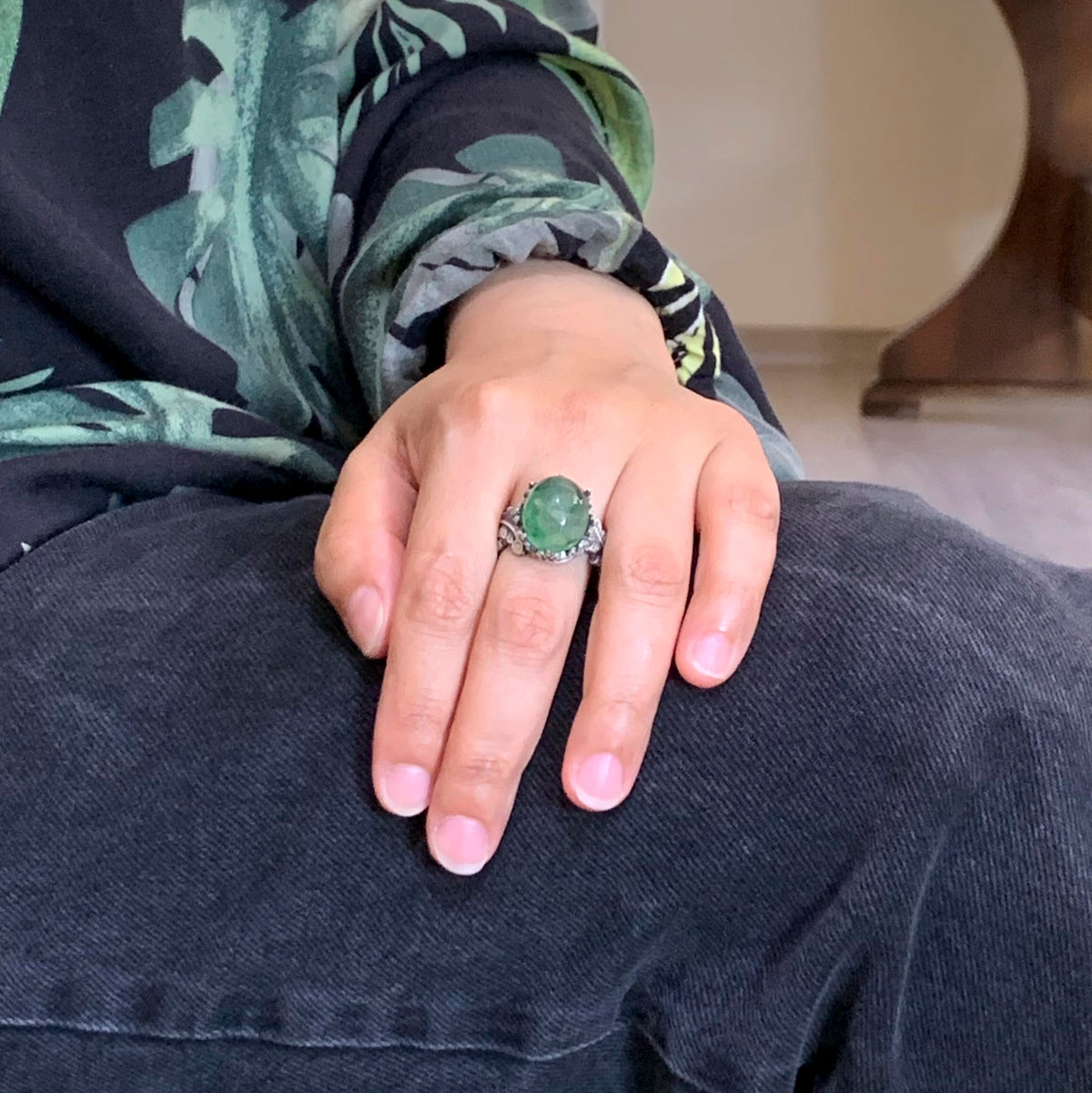 Natural Emerald Stone Ring - Handmade 925 Sterling Silver Jewelry — 3