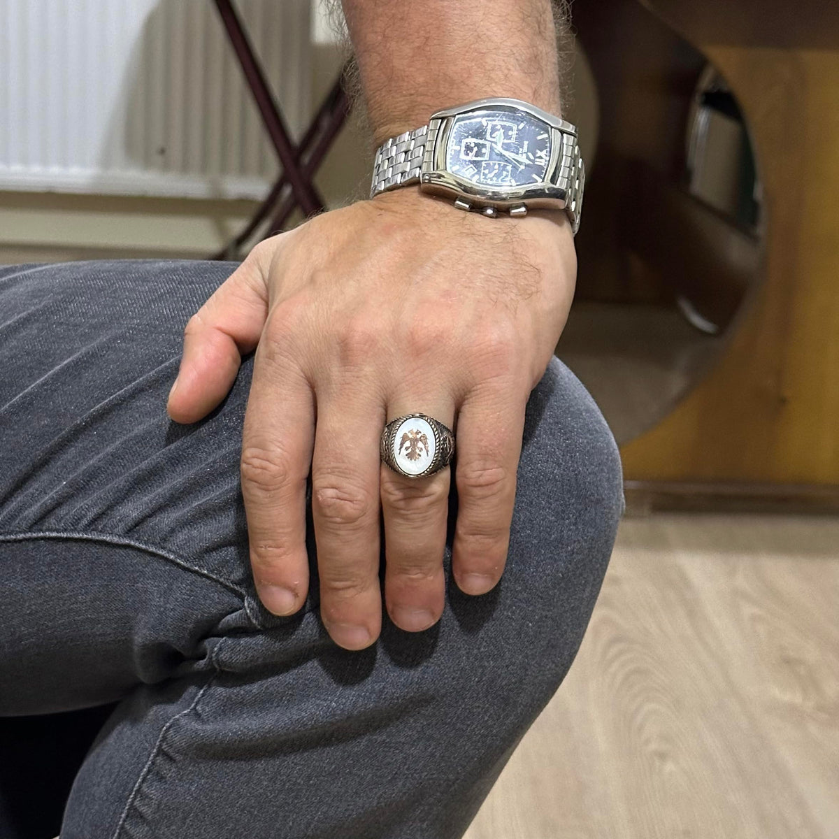 Double-Headed Eagle Ring - 925 Sterling Silver Handmade Men's Ring — 3