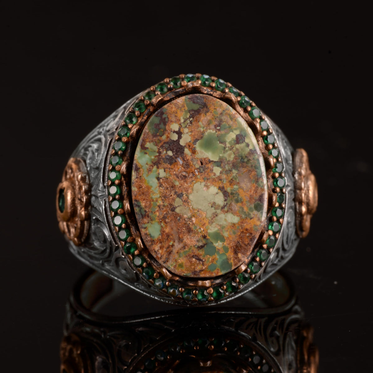 Men's Handmade Real Natural Arizona Turquoise Stone Ring, 925 Sterling Silver Ring — 2