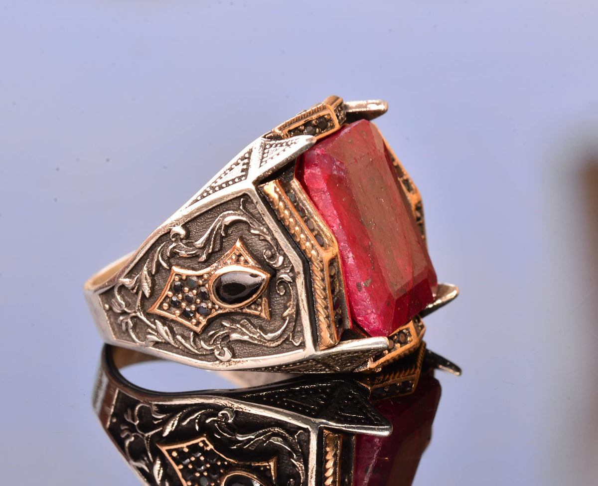 Real Ruby Stone Ring - Silver Birthstone Ring — 5